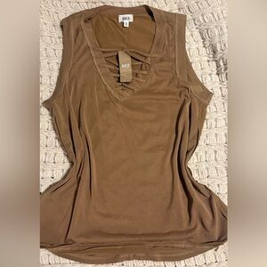 NWT BKE Women's Tan Tank Top with V-Neck Detail